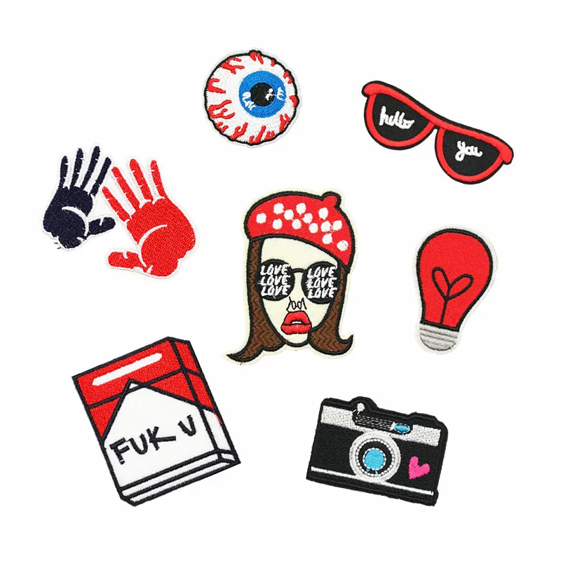 

Eyeball Bulb Patch For Clothing Iron on Embroidered Sew Applique Cute Patch Fabric Badge Garment DIY Apparel Accessories