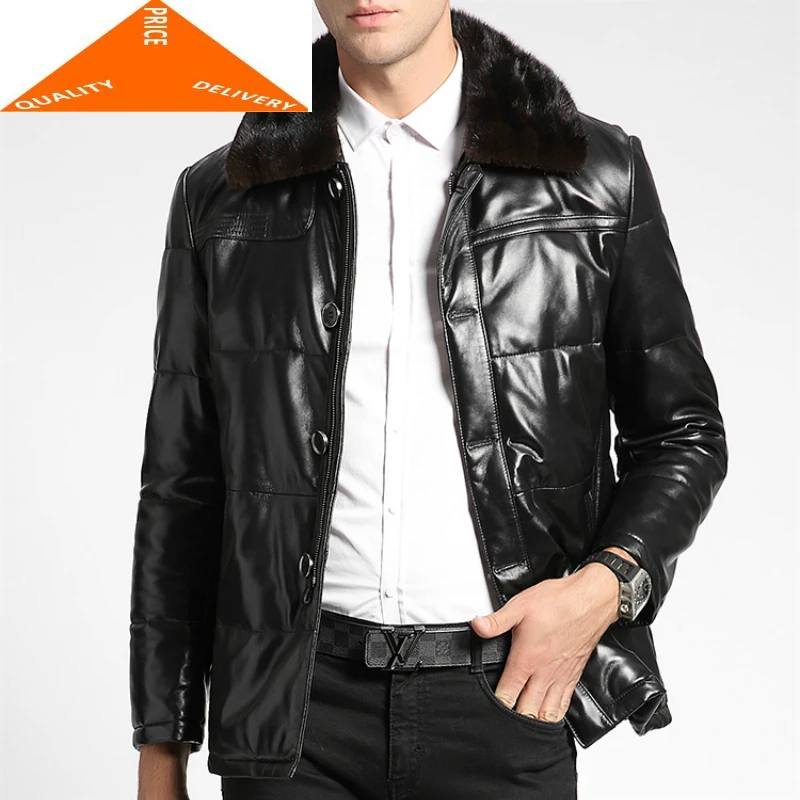 Настоящая куртка парка норковый мех Cllar пуховик из овечьей кожи Мужская зимняя