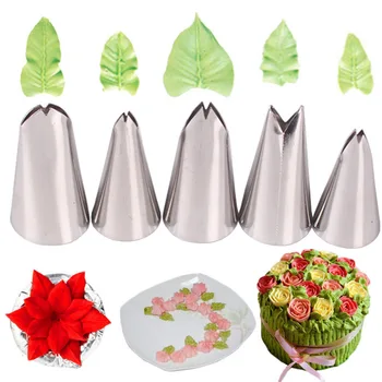

5PCS Leaves Nozzle Icing Piping Nozzles Pastry Tips Stainless Steel Pastry Cake Decorating Tools for Baking Cookies Mold
