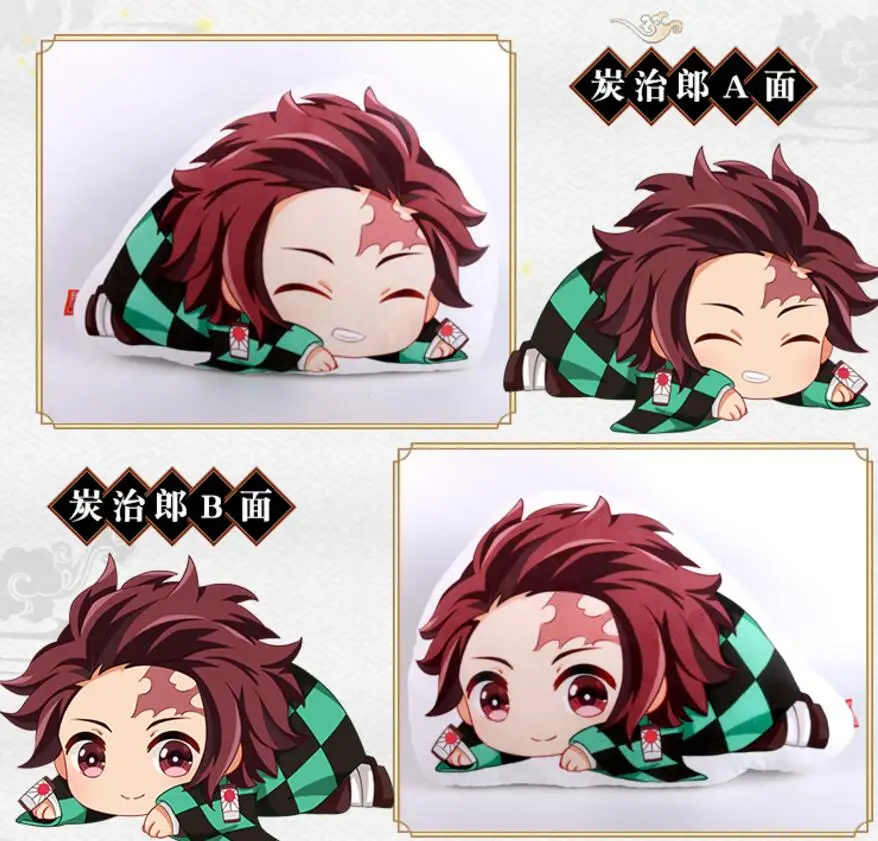 Kimetsu No Yaiba Demon Slayer Agatsuma Zenitsu Tanjirou Nezuko Косплей Кукла Плюшевая мягкая подушка Двусторонняя Подушка игрушка подарок