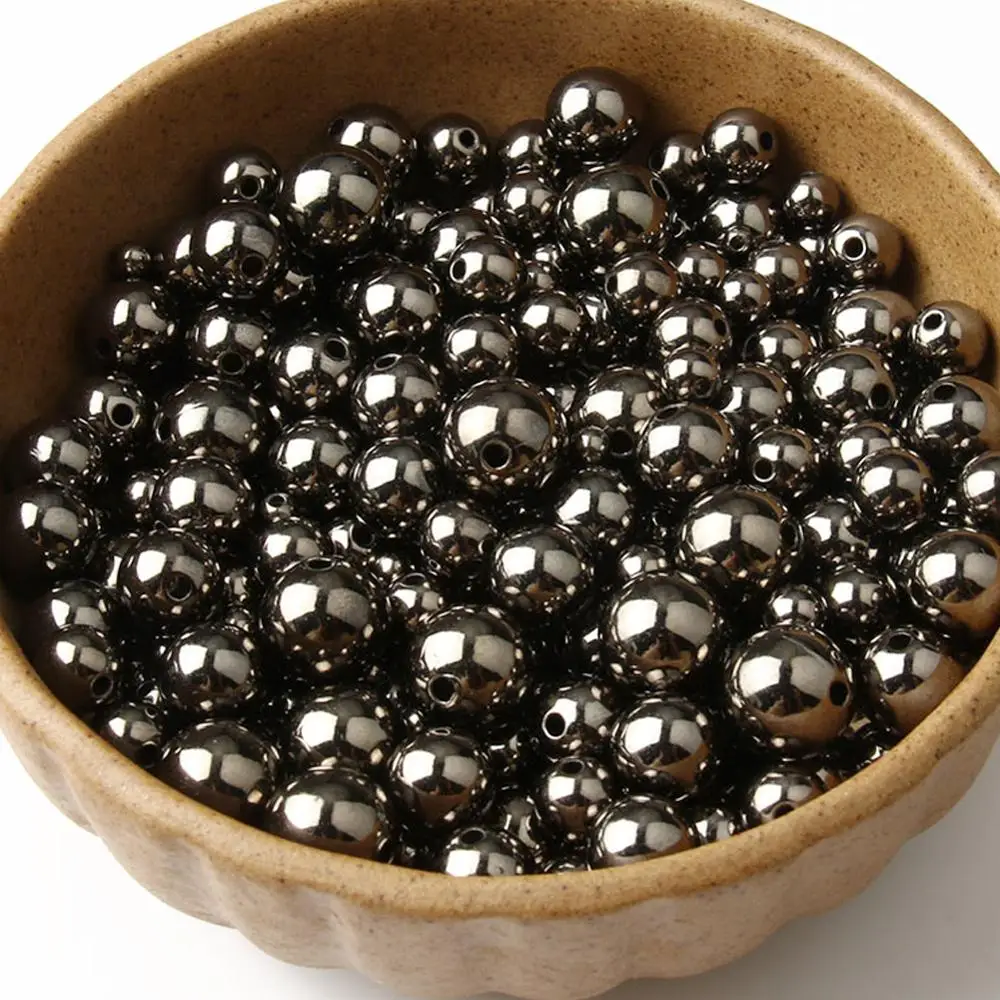 

Черные металлические круглые бусины CCB 3 4 6 8 10 12 мм, 30-500 шт., акриловые бусины для изготовления ювелирных изделий, аксессуары «сделай сам», оптовая продажа