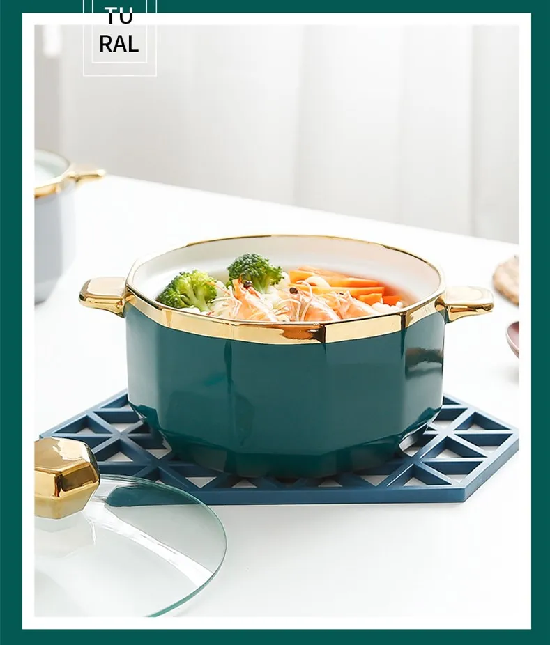 Gold Inray Instant Noodle Bowl Ceramic Nordic Eramic Ramen Bowl Large Soup Bowl Noodle Bowl Household Beef Noodle Bowl with Lid