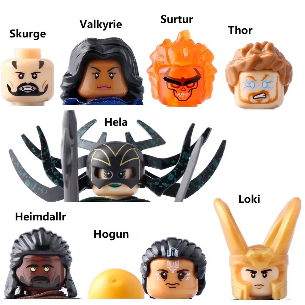 Тор 1 2 3 4 Hela Loki Heimdallr Hogun экшн-фигурка валькири Surtur строительные блоки мини