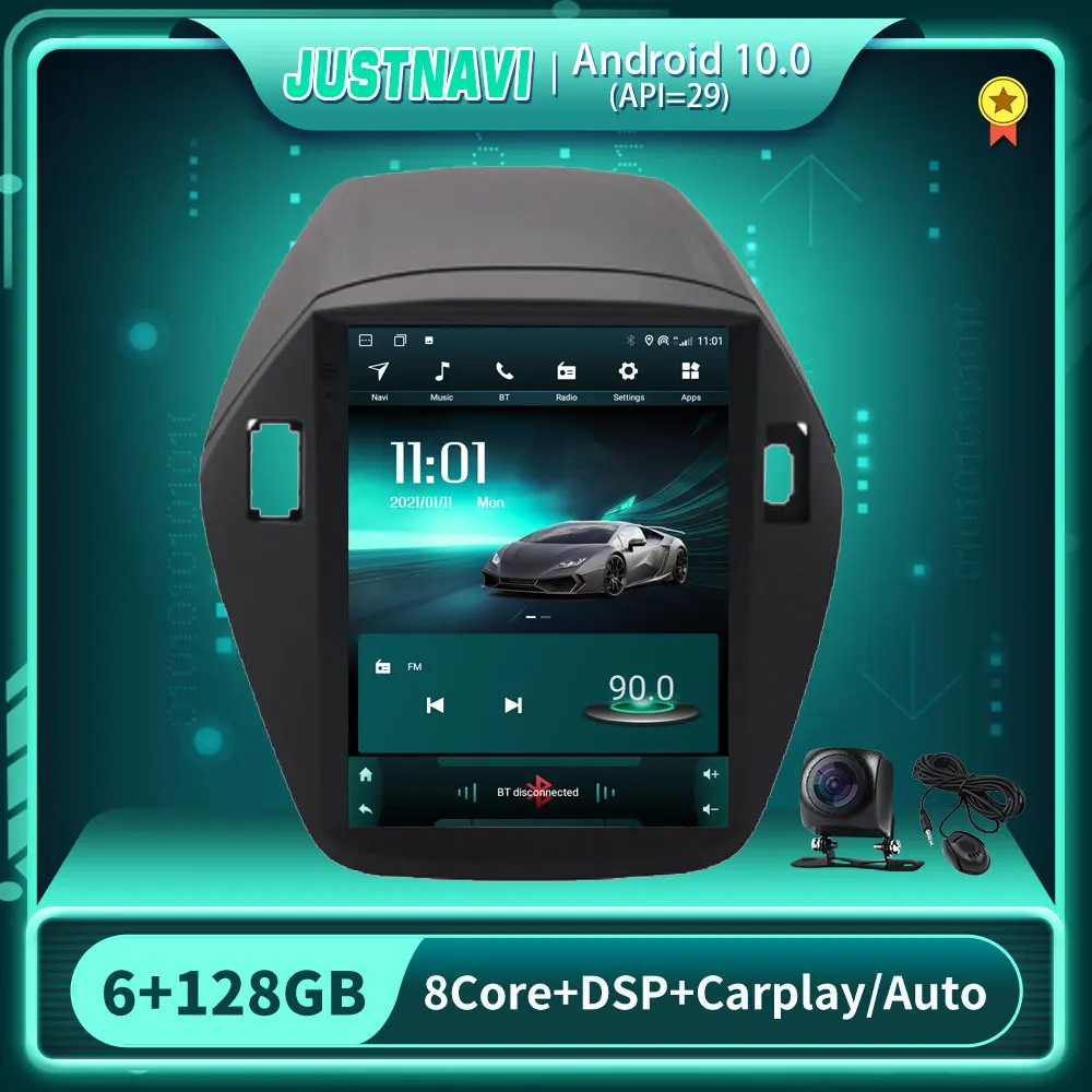 Автомобильный радиоприемник JUSTNAVI в стиле Tesla для Hyundai IX35 Tucson 2010-2015 навигация OBD