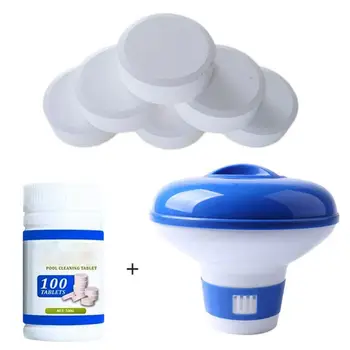 

Swimming Pool Chlorine Dispenser Plus 100 Tablets Chlorine Tablets Chemical Floater Chlorine Bromine Tablets For Pool