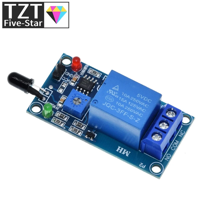 1/3 Stück IR Infrarot 1-Kanal 5V 12V Flammenerkennungssensor-Modul Feueralarm-Sensor Relaismodul für Arduino – Detail 6