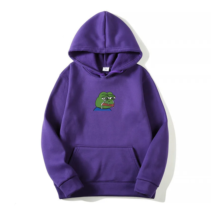 Sad Tearing лягушка Принт толстовки для мужчин и женщин унисекс уличная одежда толстовки в стиле хип-хоп скейтборд пуловер с капюшоном топы S-XXXL - Цвет: purple 2