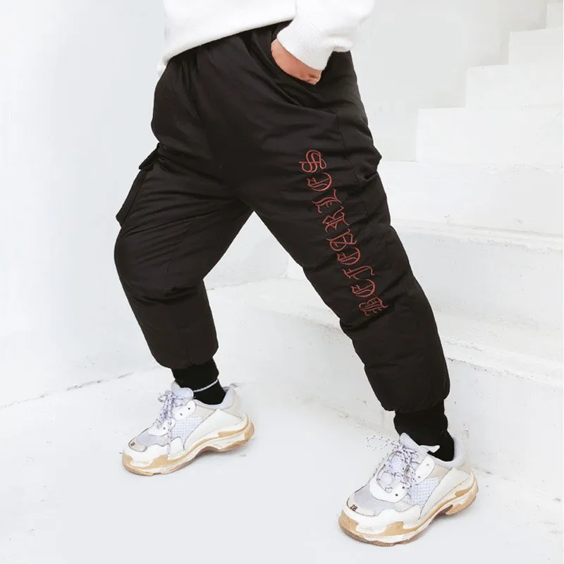 COOTELILI Girl Boy Winter Pants Cotton Padded Thick Warm Trousers Fashion Letter Ski Pants Pocket Children Pants Baby Kid Pants (10)