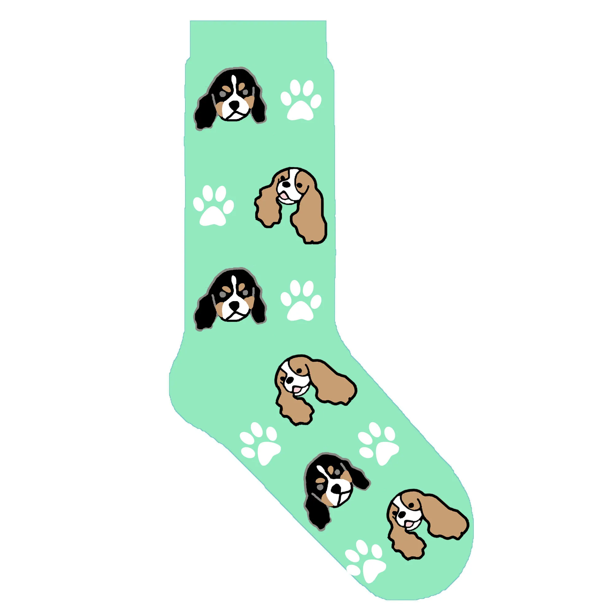 Spaniel dog Cavalier King Charles Spaniel dog crew socks with paw cute dog theme gift kawaii socks novelty creative sox ORIGINAL 50 pair/lot - Цвет: Spaniel dog