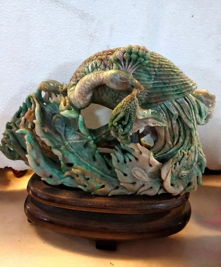 Природа жадеит павлин красочный нефрит Carven peafowl Statuary нефрит удача везучий