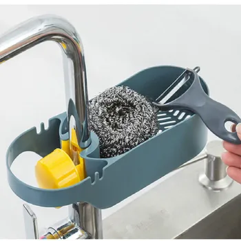 

Hanging Sink Storage Rack Kitchen Bathroom Organizer Shelf Multifunction Sponge Holder Towel Hanger Storage Drainer