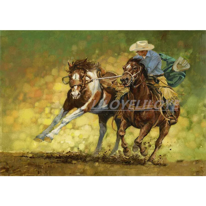 

5D DIY Diamond Painting Full Square /Round Diamond Embroidery "Cowboys Train Horse" Mosaic Painting Decoration Home Crafts TY369