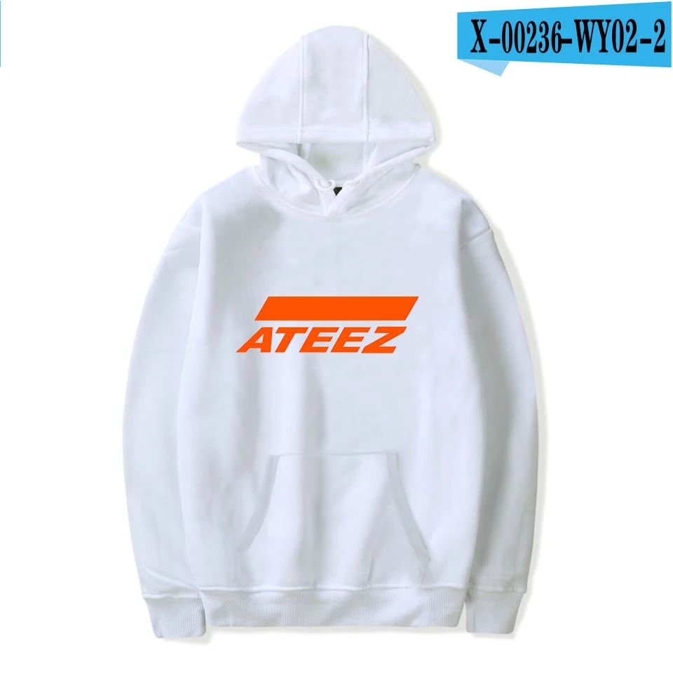 ATEEZ Логотип Горячая Качество Kpop Толстовка с принтом Ouewear мягкие Пуловеры Повседневная Harajuku новая команда Корейская толстовка - Цвет: WHITE