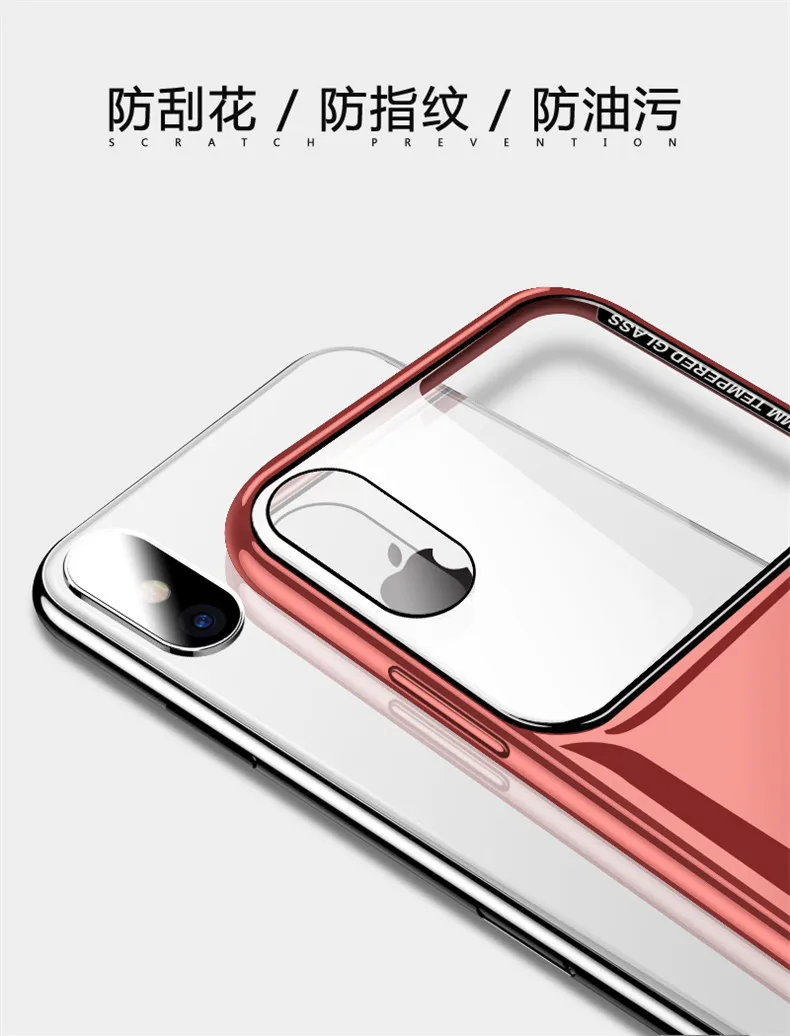 Закаленное стекло чехол для iPhone 7 8 6 6s Plus высококачественная прозрачная Мягкая силиконовая стеклянная крышка для iPhone X XR XS Max чехлы