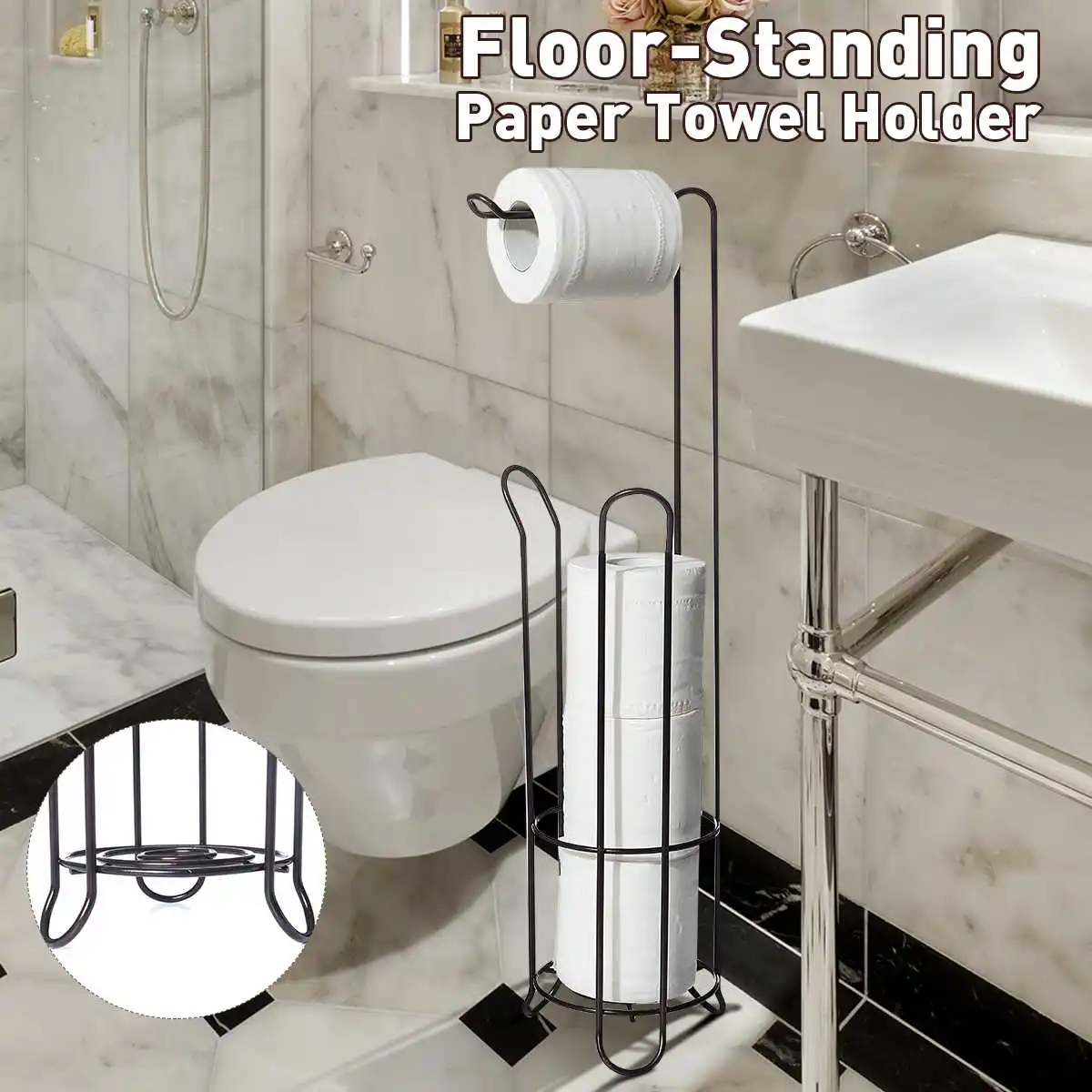 

Toilet Paper Towel Storage Stand Organizer Rack Bathroom Vertical Roll Holder Paper Roll Stand Storage