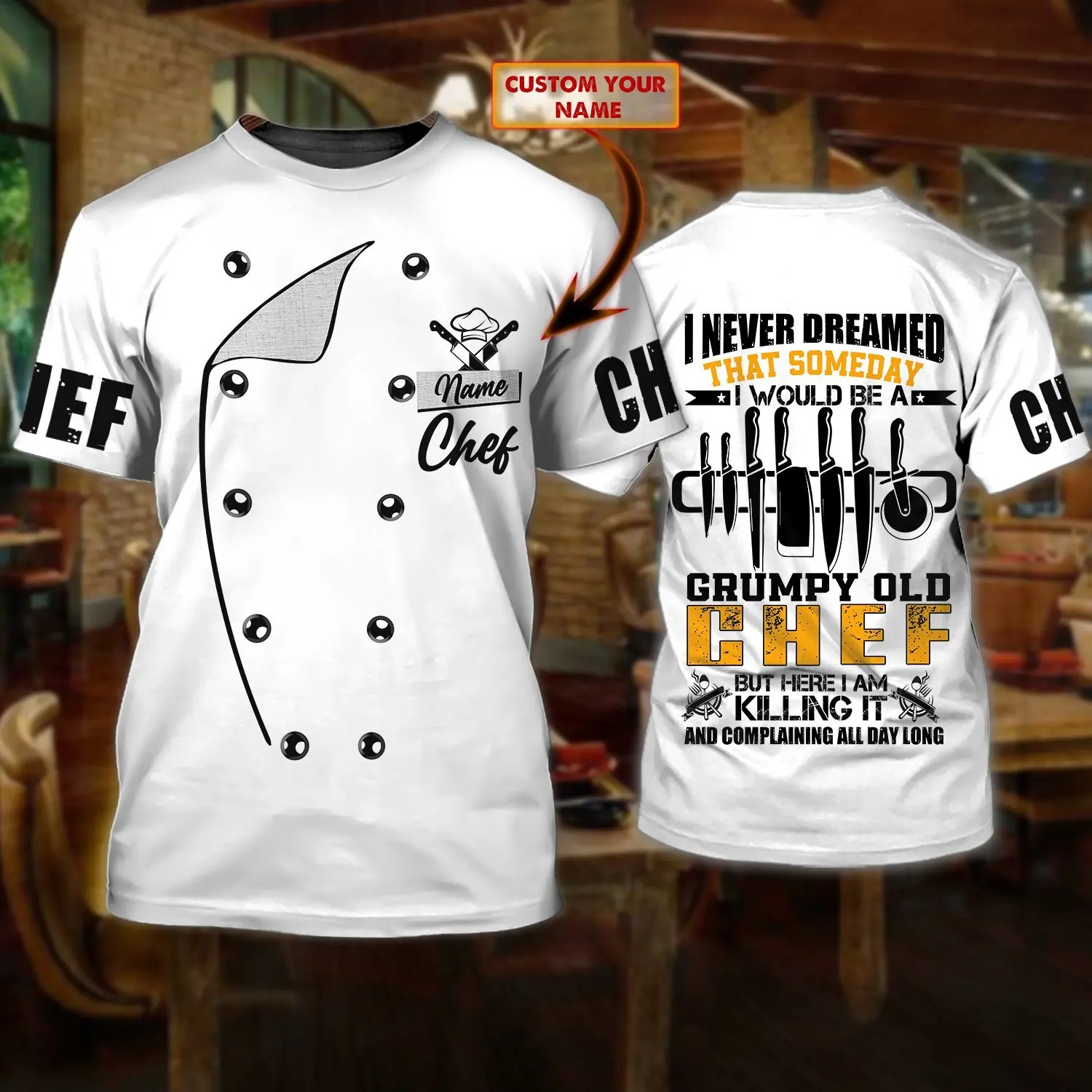 Heißer Verkauf Mode t shirt Custom Name Master Chef Weiß 3D Druck Herren Sommer kurzarm Unisex Casual sport T-shirt DW18