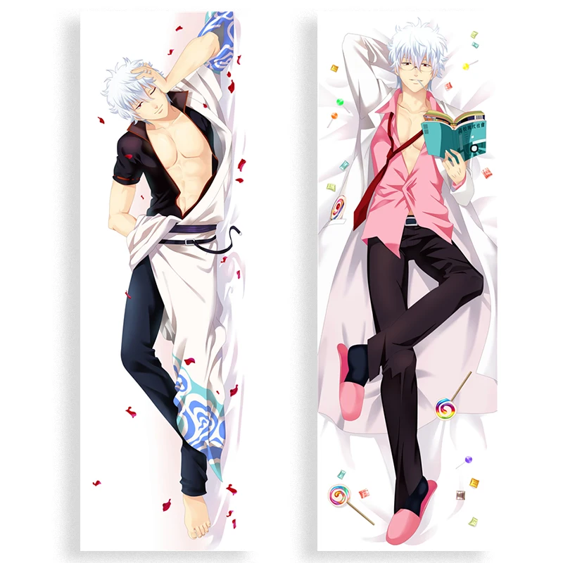 

Anime GINTAMA Pillow Case Cosplay Sakata Gintoki Cushion Cover Hugging Body Peach Skin Pillowcase fashion Printed