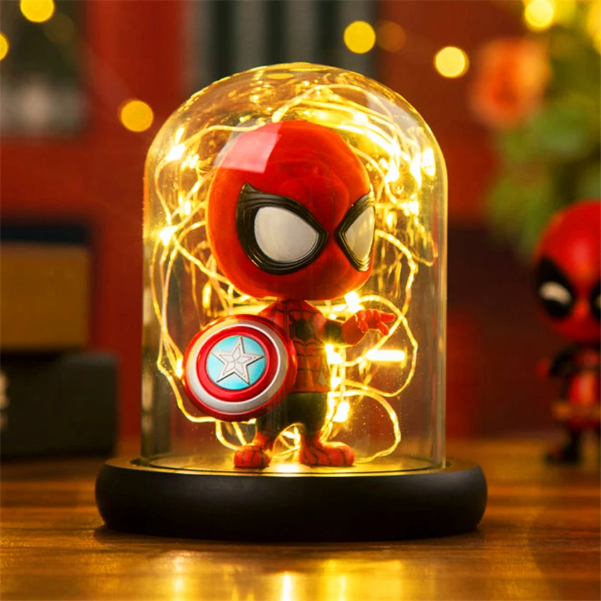 Герой паук ночные светильники Marvel супер Железный человек Халк Дэдпул светодиодный настольный лампа, ночник Многоцветный Рождественский Декор Детские Подарочные игрушки - Испускаемый цвет: Spider-Man.
