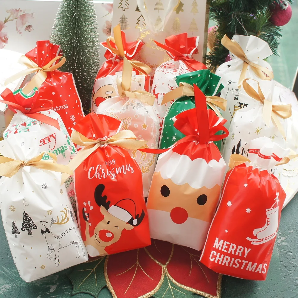 23,5*14,5 см 10 шт., Рождественский Санта-Клаус, дизайн, сумка, праздничный подарок на Рождество, Пластиковые Упаковочные пакеты, как DIY, для выпечки