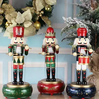 

Wooden Nutcracker Music Box Nutcracker Doll Puppet Music Box For Home Christmas Decoration Figurines Ornaments Gifts