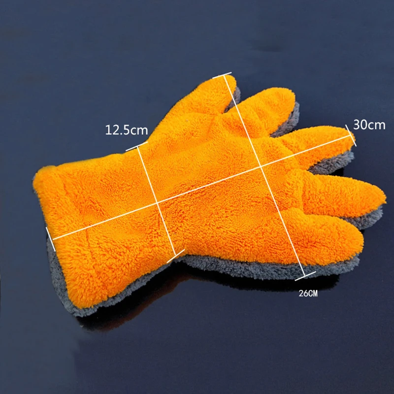 Double-Sided Coral Fleece Five-Finger Car Wash Gloves Instrumentation Drying Plush Thick Towel Polishing Wash Towels Accessories car cleaning gloves microfiber car mitt microfiber cleaning gloves microfiber washing gloves microfiber gloves