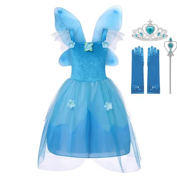 

MUABABY Girls Fairy Tale Fancy Princess Costume Sleeveless Off Shoulder Party Dress Up with Wing Children Halloween Clothes