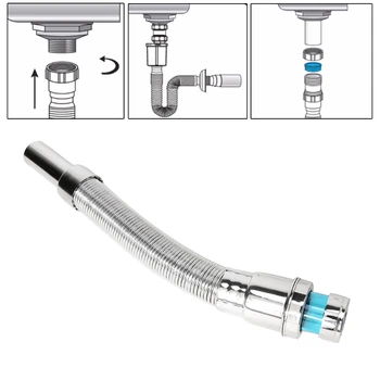 

Bathroom ABS Flexible Anti-odor Pipe Sink Basin Water Drain Hose Tube Kitchen