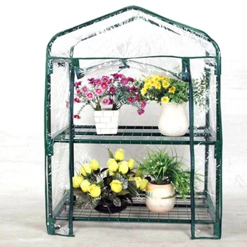 

2 Layer Mini Greenhouse Walk In Grow Bag Green House PVC Cover Garden 92*69*49cm Greenhouse Cover No Shelf