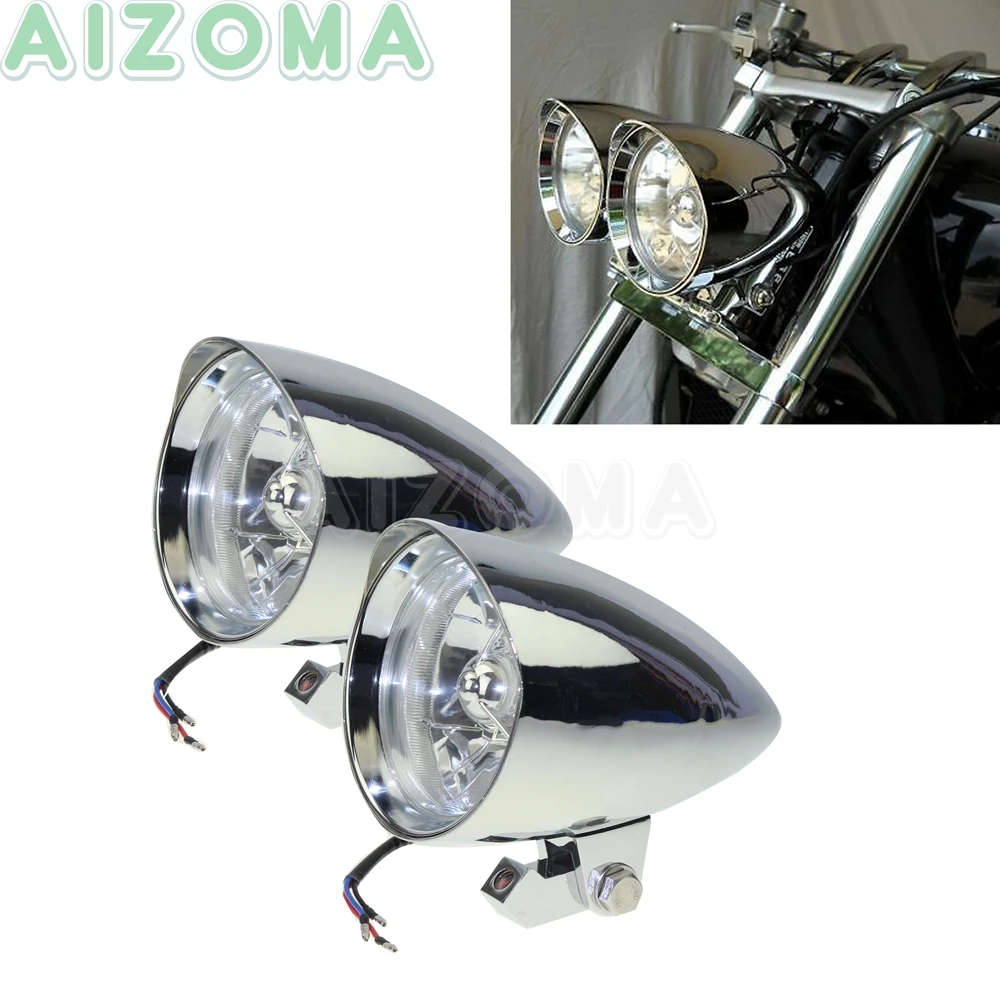 2pcs Motorcycle Bar Headlight Visor Headlamp For Yamaha Dragstar Vstar XVS 650/1100 Kawasaki Vulcan Classic VN500 VN1500| | - AliExpress