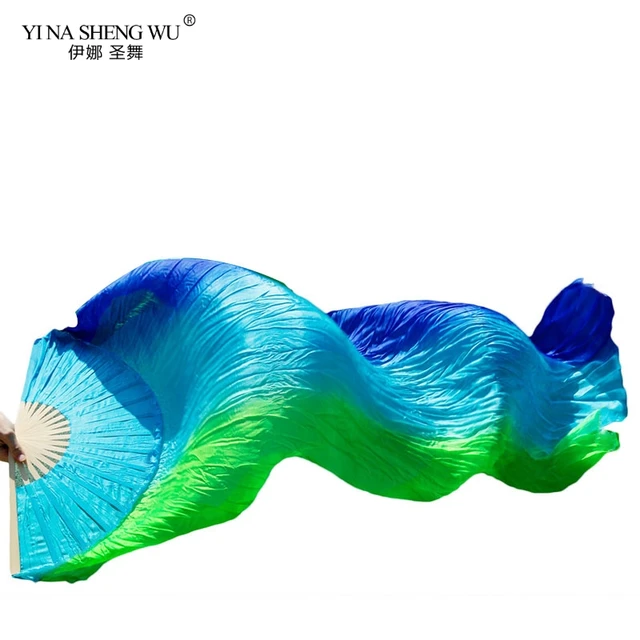 1 Piece Imitation Silk Colorful Belly Dance Fan Handmade Fan For Kids/Women Bellydance Long Fan Chinese Dance Fan Veil 22 Colors Color 5