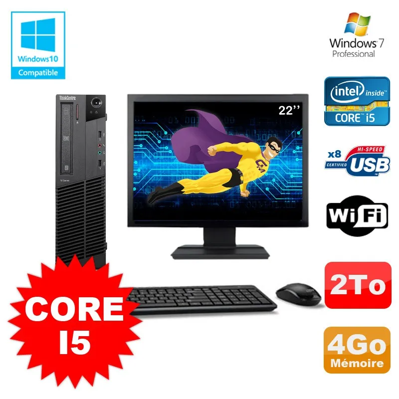 Лот ПК Lenovo M91p 7005 SFF Core I5 3 1 ГГц ГБ 2To WIFI W7 Pro + экран 22 | Компьютеры и офис