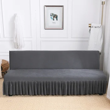 

Solid Color Velvet Sofa Cover Skirt Section For Simple Folding Without Armrest All-inclusive Elastic Slipcover Home Decor Cover