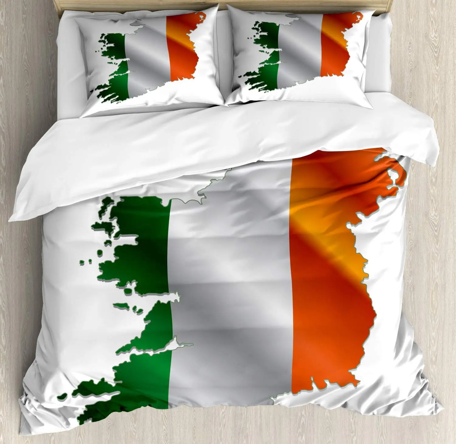 Ireland Map Duvet Cover Set Modern National Flag Colors On Mapping