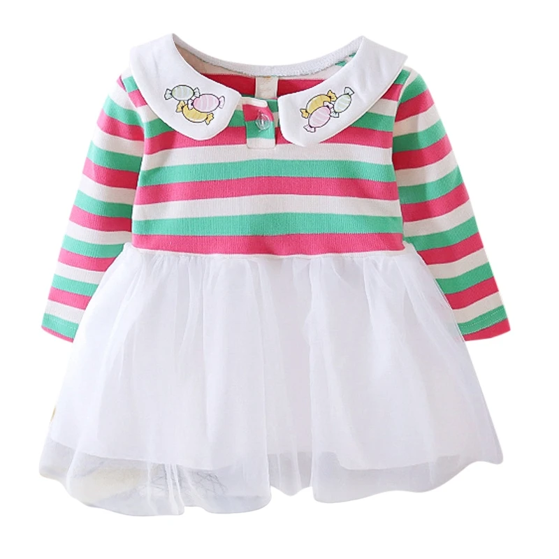 

Autumn Cotton Casual Knee-Length Outfits Baby Girl Cute Dress Long Sleeve Stitching Fashion Princess Dress Printing Dress Skirt
