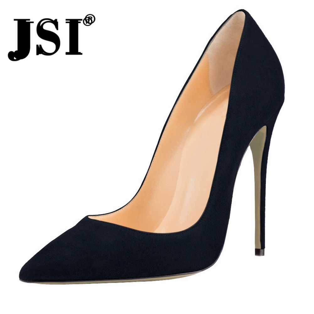 

JSI Women Pumps Pointed Toe Shallow Microfiber Super High Heels Ladies Shoes Solid Slip-On Spring Autumn Basic Women Shoes je193