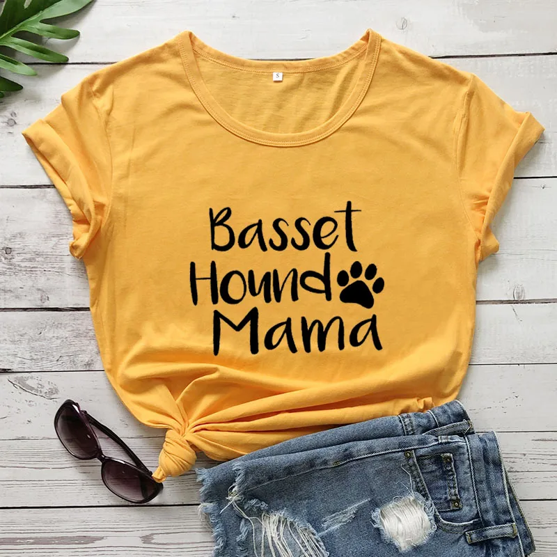 Basset Hound Mama, Новое поступление, женская летняя забавная Повседневная футболка из хлопка, футболка для мамы и собаки, подарок для любимой собаки