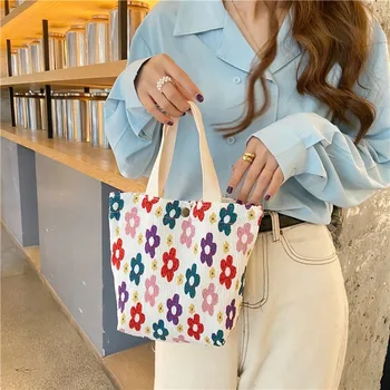 

ins small fresh and lovely small cloth bag female wrinkle printed handbag environmentally friendly lunch bag bag women