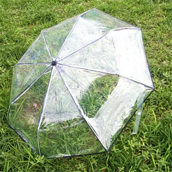 

Transparent Umbrella Fashion Automatic Open Close Folding Umbrella Compact Windproof Rain Transparent