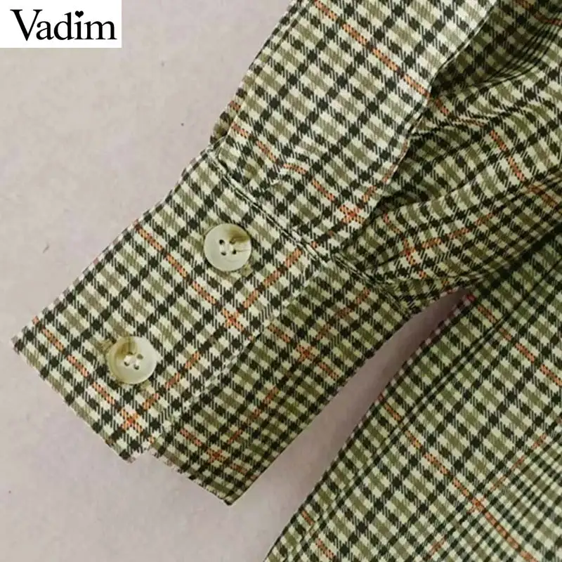 Женское элегантное платье vadim клетчатое мини-платье с поясом и круглым вырезом с длинным рукавом на молнии сзади Женская Повседневная офисная одежда шикарные платья QC873
