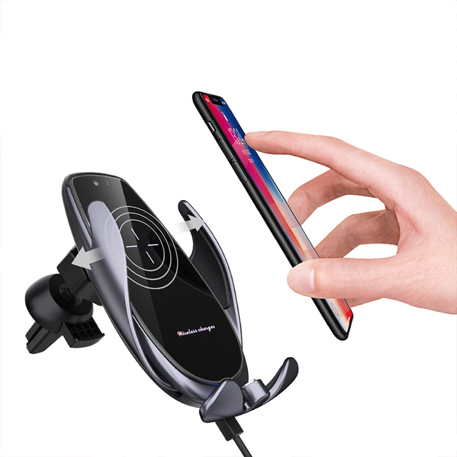 Disney Mickey Minnie Automatic Clamping Wireless Charger Car Phone Holder Smart Sensor Air Vent Mount Mobile Phone Stand Hold Black
