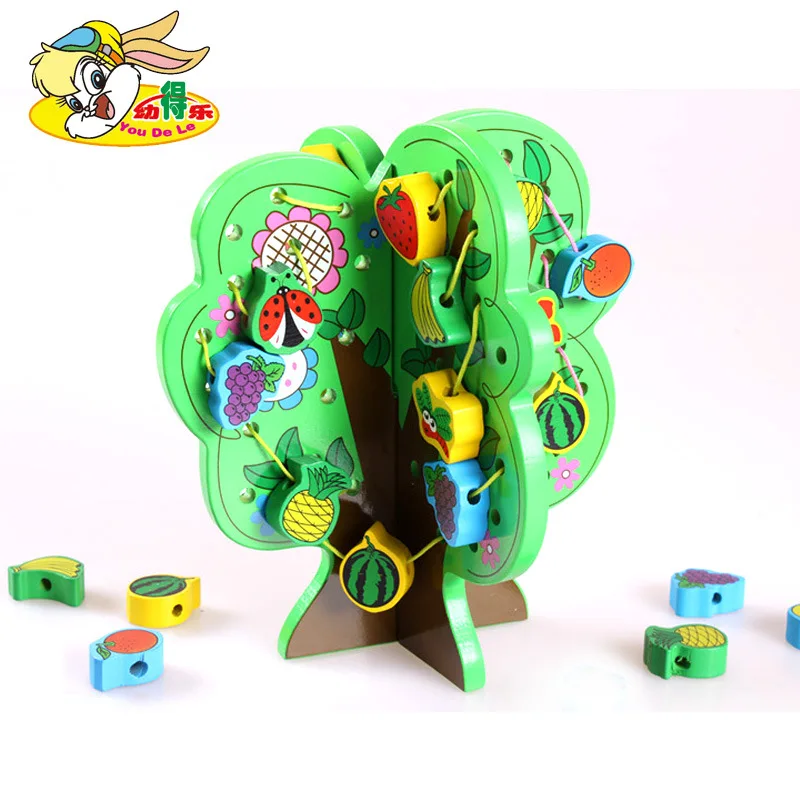 

Customizable Children Wooden String of Wisdom Tree Threading Hands-on Educational Early Childhood CHILDREN'S Toy Agent