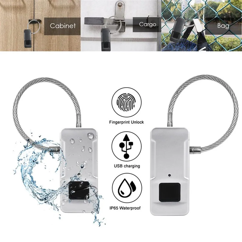 Smart Keyless Fingerprint Lock Waterproof Fingerprint Unlock Anti-Theft Security Padlock Door Luggage Lock