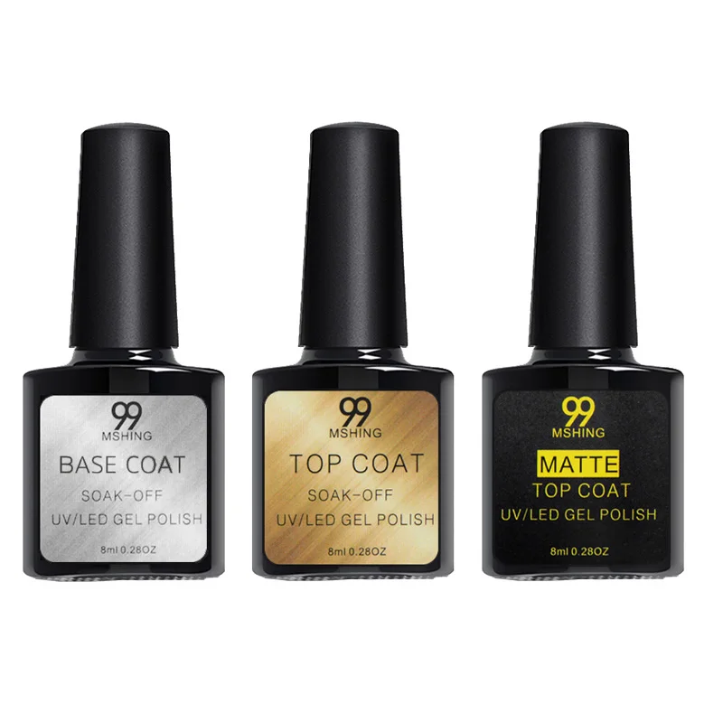 Top--Base--Matte 8 мл УФ-гель для ногтей верхнее покрытие 2 шт. основа и верхнее покрытие Лаки гель для ногтей праймер длительное впитывание УФ гель для ногтей маникюр - Цвет: Top--Base--Matte