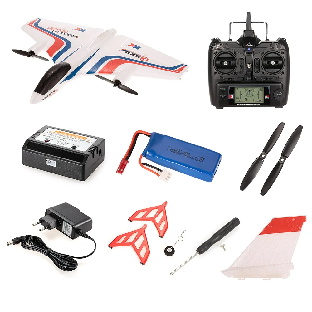 X520 2,4G 6CH 3D 6G RC вертолет Дрон VTOL вертикальный взлет Land Delta крыло RC самолет с переключателем режимов дистанционного управления игрушки - Цвет: Белый