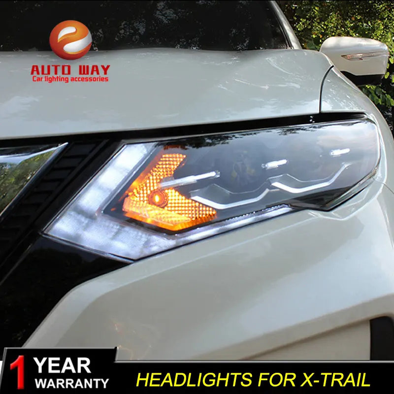 Чехол для автомобильной фары Nissan X-trail 2017-2019 светодиодный ные ДХО двойной луч