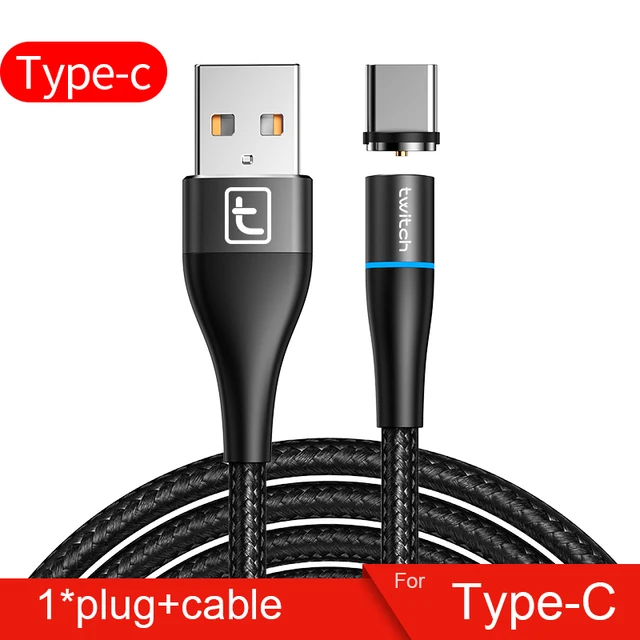 Kabel Twitch z magnetyczną końcówką Micro / Typu-C / Lightning za $0.61 / ~2.30zł