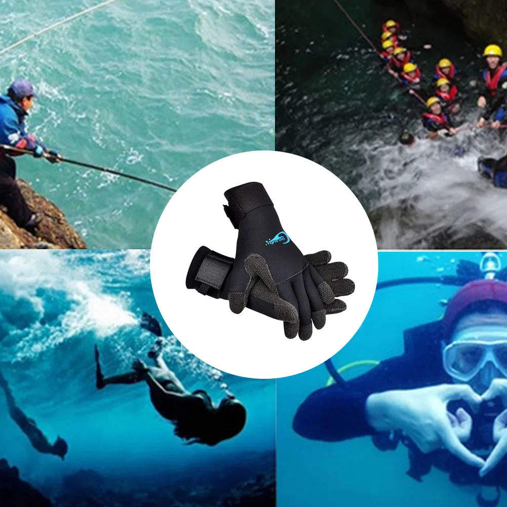 

1 Pair 3mm Diving Gloves Anti Scratch Warm Adjustable Boating Surfing Equipment Non Slip Fishing Men Women Swimming Cold Proof