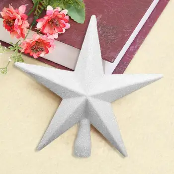 

20cm White Star Xmas Tree Toppers New Year Plastic Resin Ornament Home Merry Christmas Festival Decorative Accessories