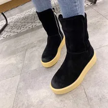 Зимние ботинки г., зимние ботинки на меху теплые короткие женские ботинки на плоской подошве с круглым носком удобная обувь на молнии