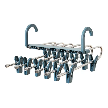 

Multi-function Pants Hanger Telescopic Foldable 6 Tier Trousers Drying Rack Clip